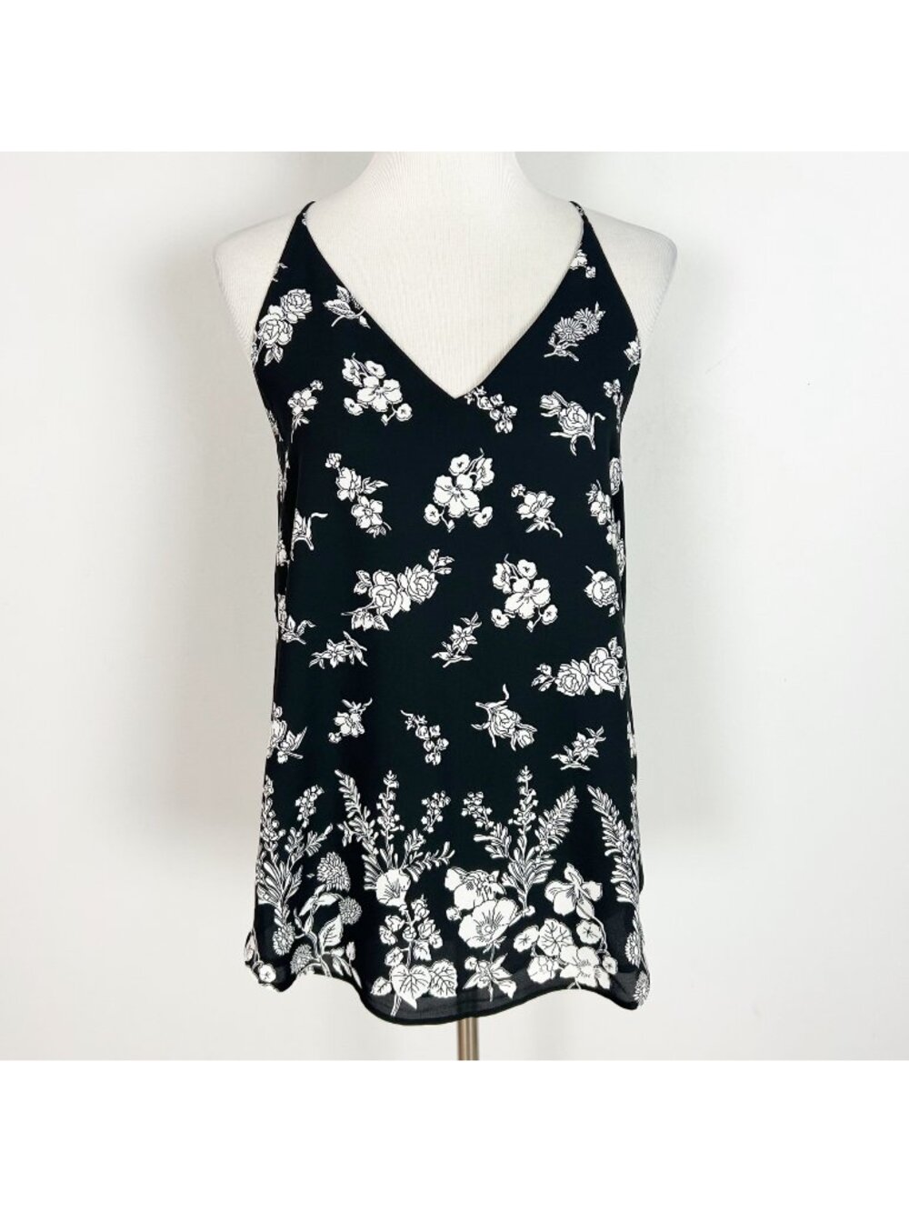 NEW Loft Black Floral Cami Tank Top Summer Classic Cottage Size Small Women's